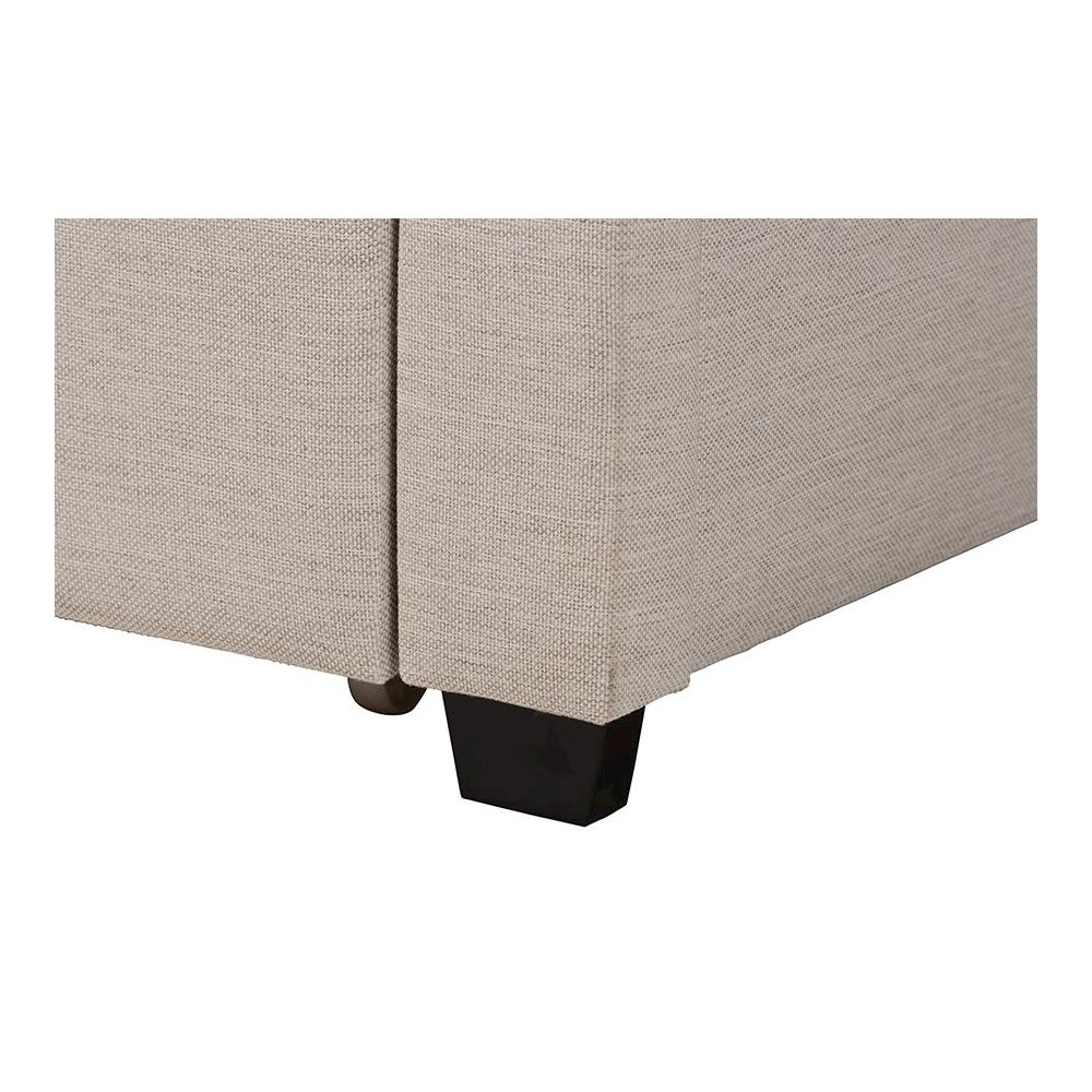 Transitional Beige Fabric Queen Size 3-Drawer Storage Platform Bed. Picture 8