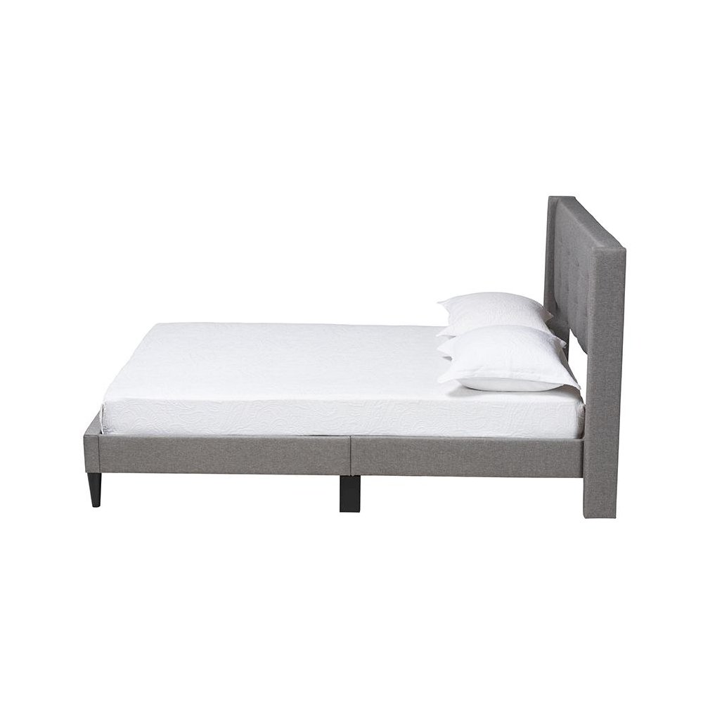 Transitional Grey Fabric Upholstered Queen Size Platform Bed. Picture 2