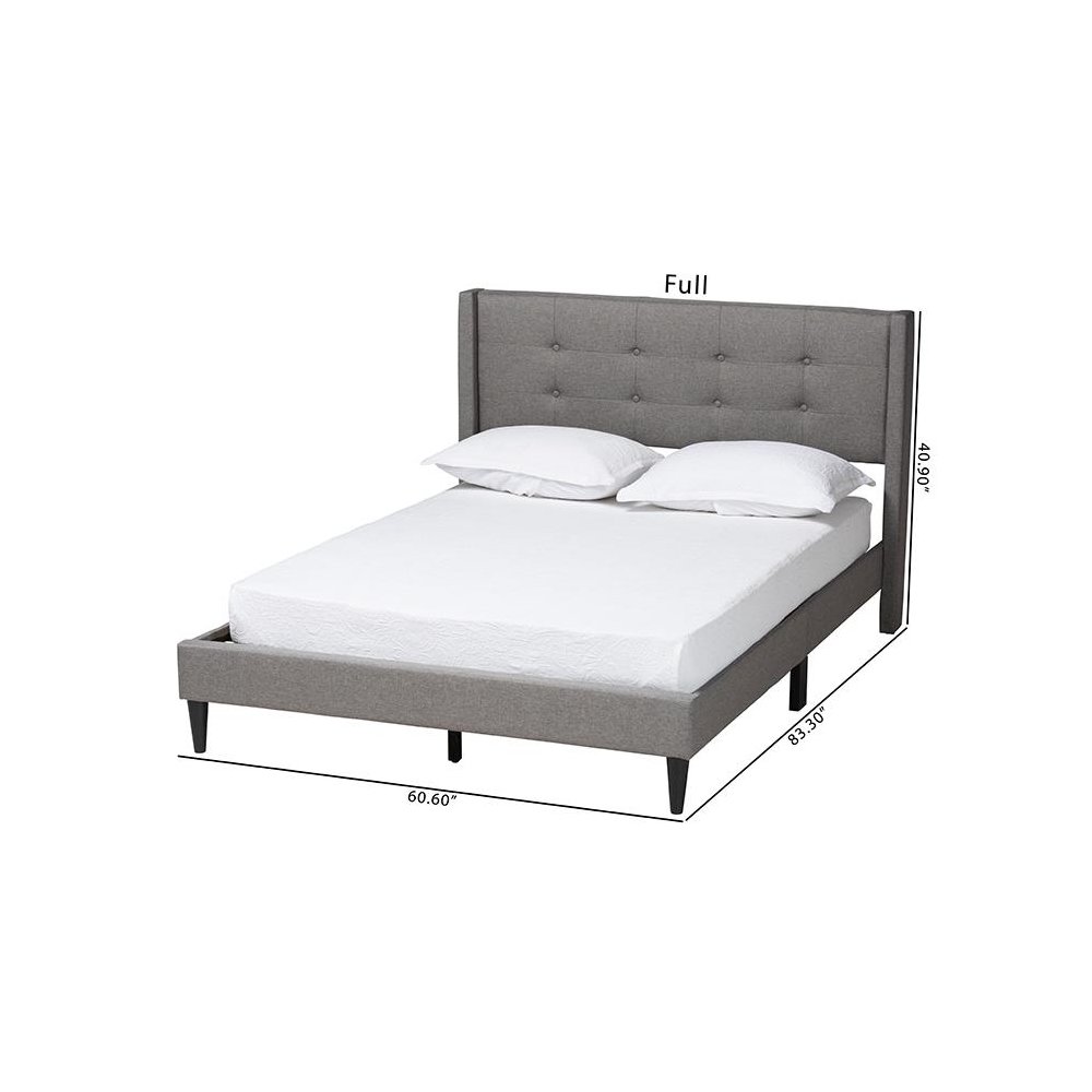 Transitional Grey Fabric Upholstered Queen Size Platform Bed. Picture 9