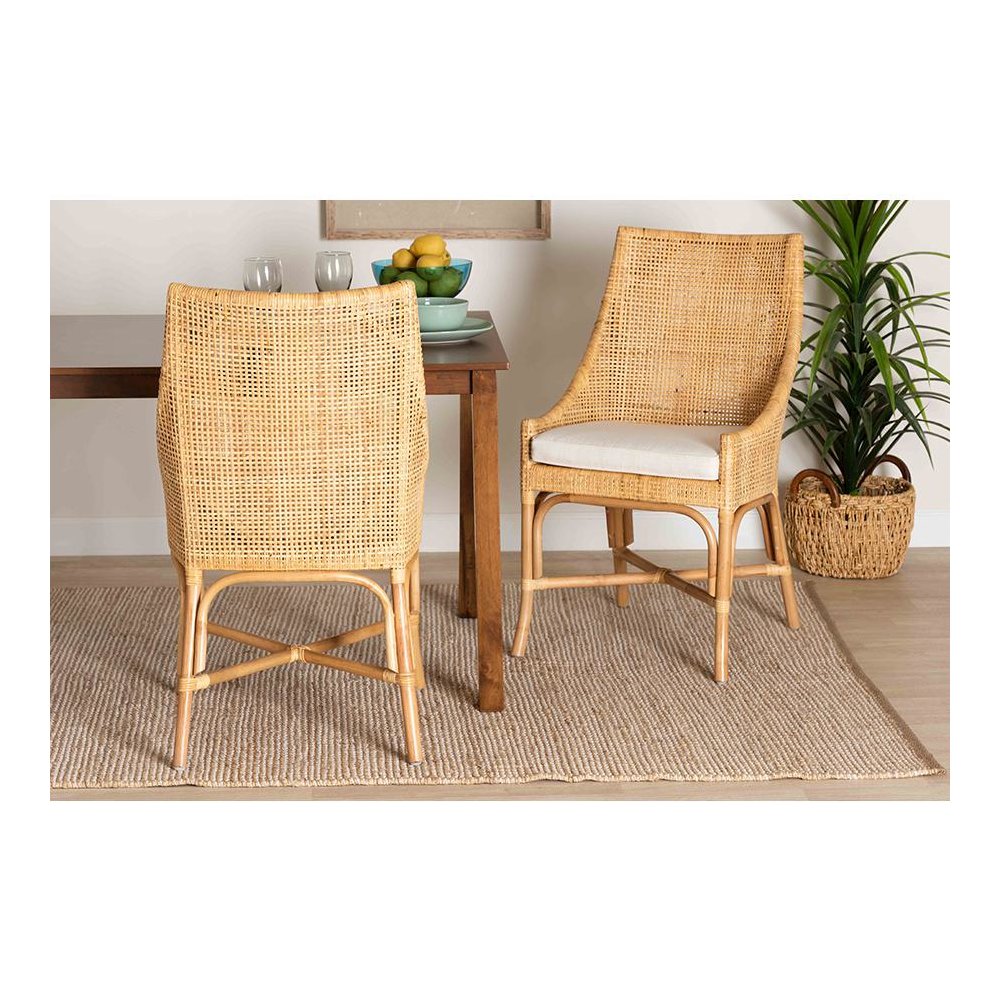 bali & pari Bella Modern Bohemian Natural Brown Rattan Dining Chair. Picture 20