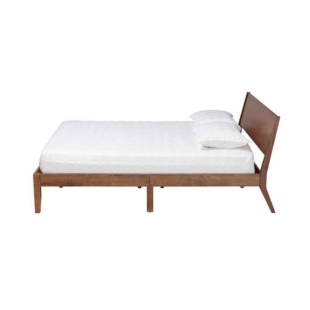 Salvatore Mid-Century Modern Walnut Brown Finished Wood King Size Platform Bed. Picture 2