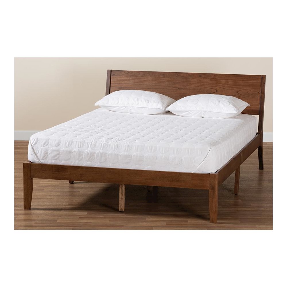 Salvatore Mid-Century Modern Walnut Brown Finished Wood King Size Platform Bed. Picture 8