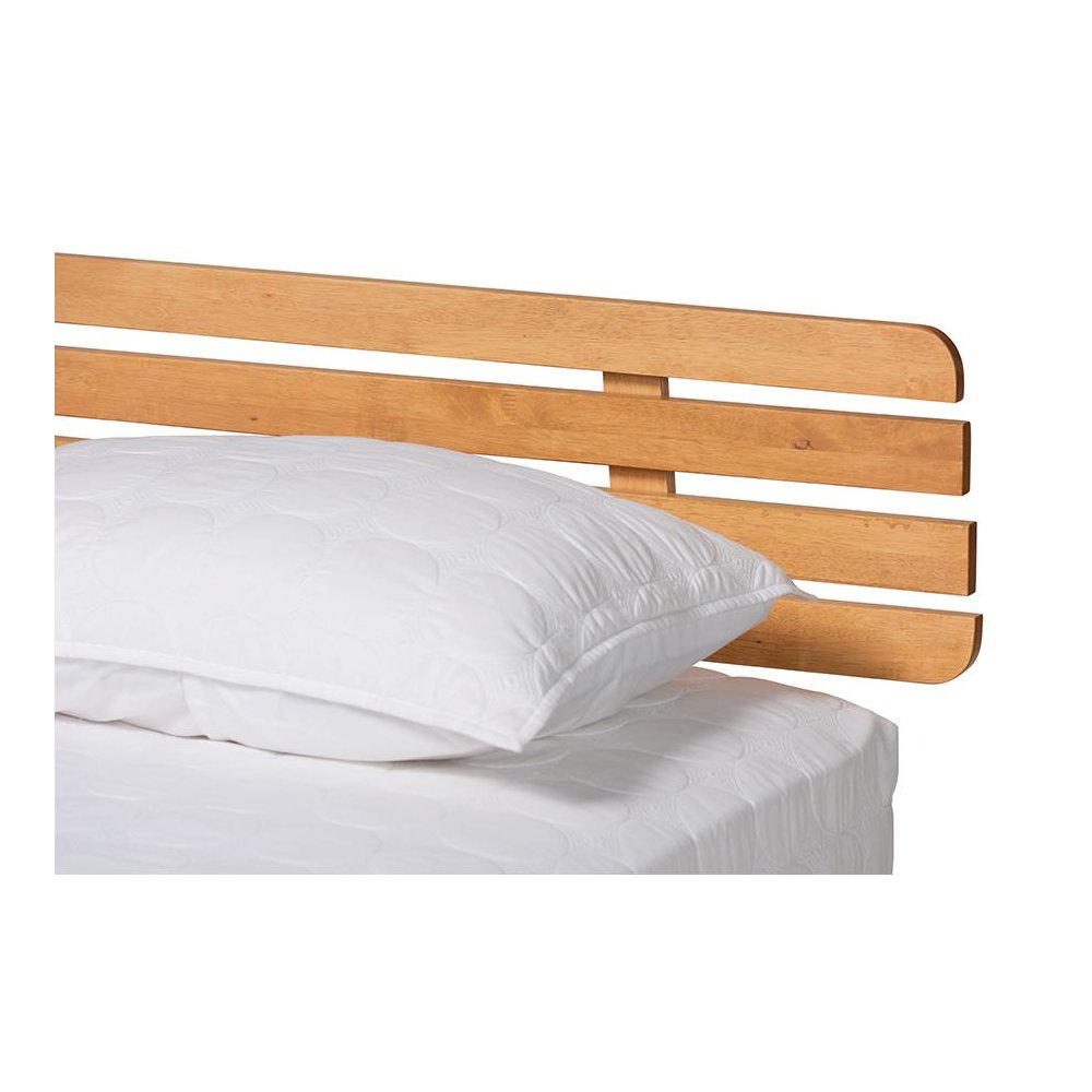 Joaquin Modern Japandi Rustic Brown Finished Wood Queen Size Platform Bed. Picture 4