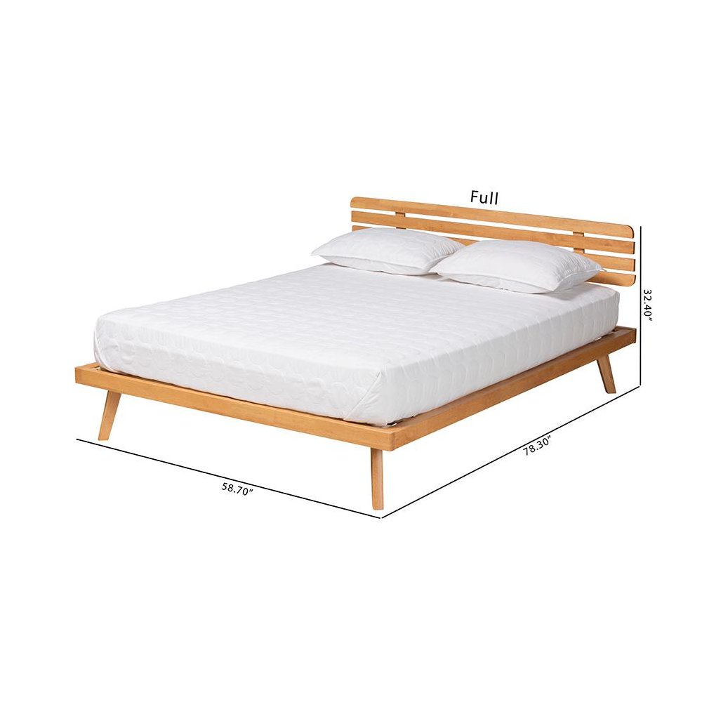 Joaquin Modern Japandi Rustic Brown Finished Wood Queen Size Platform Bed. Picture 9