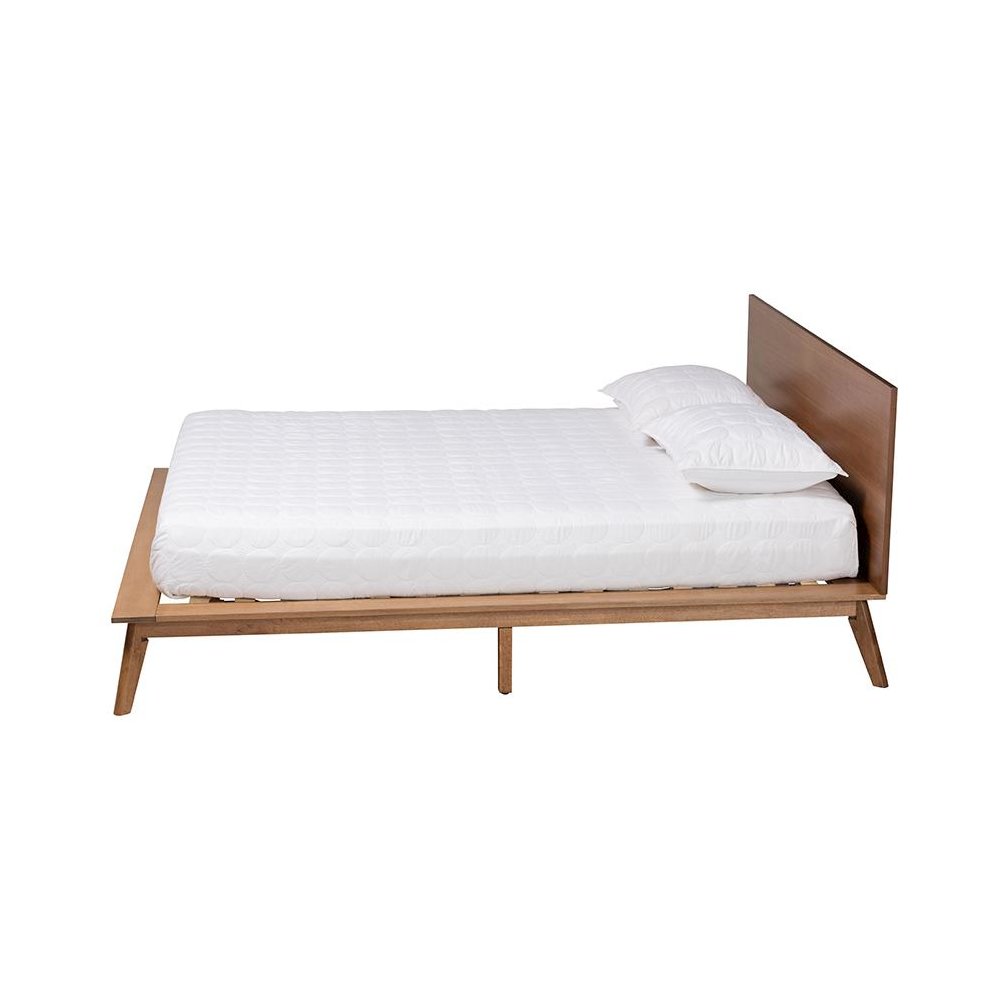 Wheatley Mid-Century Modern Walnut Brown Finished Wood King Size Platform Bed. Picture 2