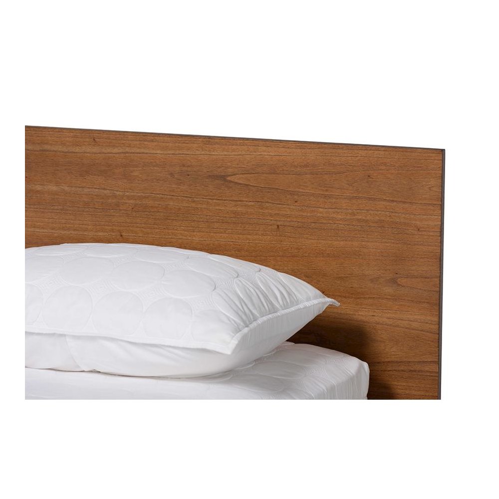 Wheatley Mid-Century Modern Walnut Brown Finished Wood King Size Platform Bed. Picture 4