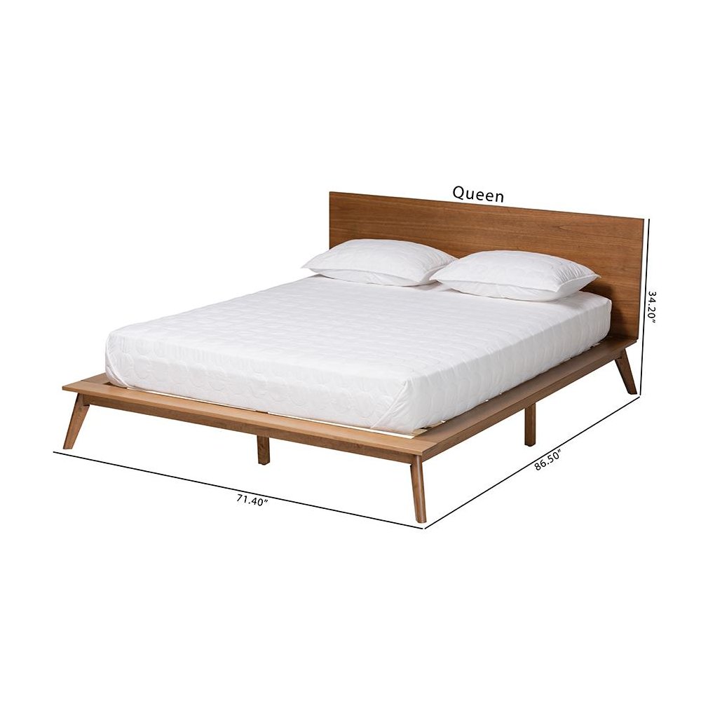 Wheatley Mid-Century Modern Walnut Brown Finished Wood King Size Platform Bed. Picture 9