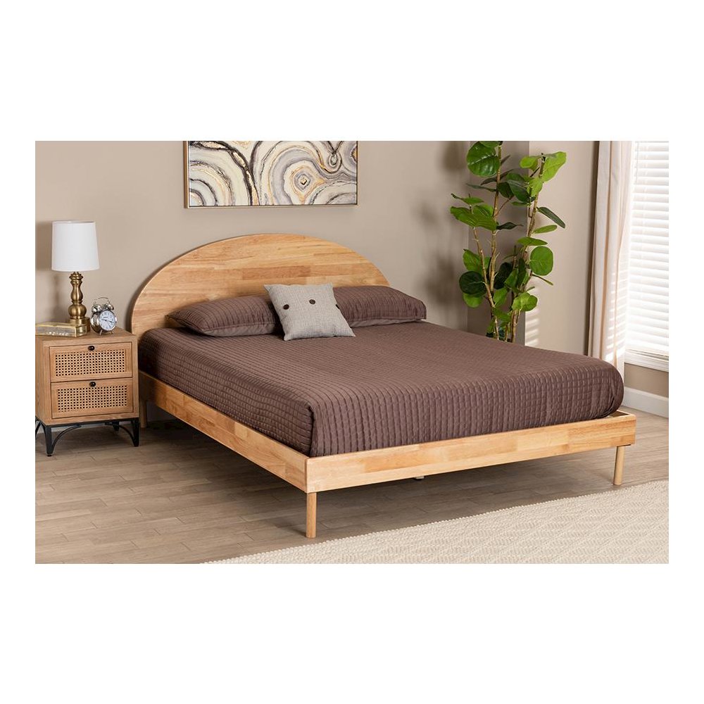 Baxton Studio Denton Japandi Natural Brown Finished Wood Queen Size Platform Bed. Picture 19