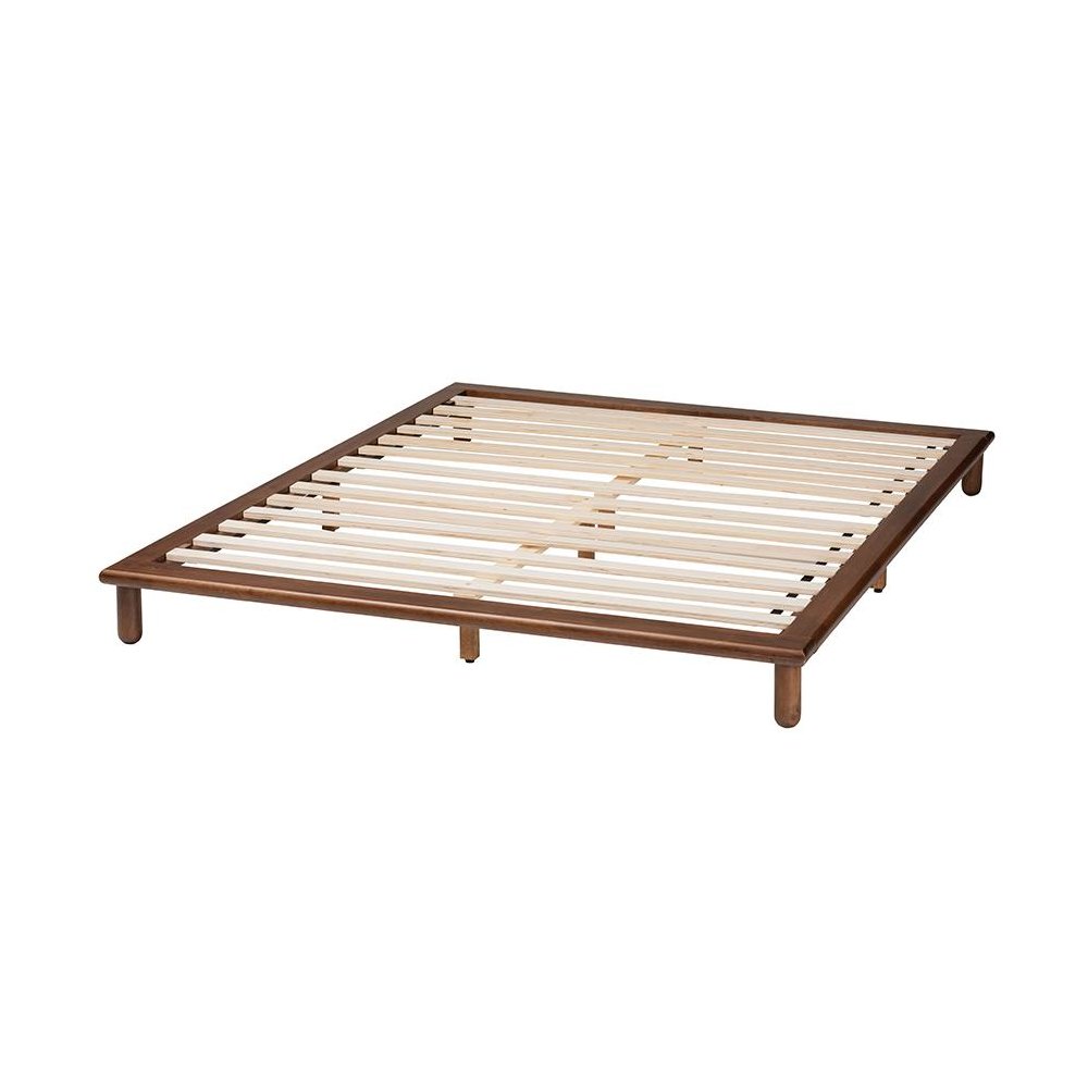 Alivia Mid-Century Modern Walnut Brown Finished Wood Queen Size Bed Frame. Picture 3