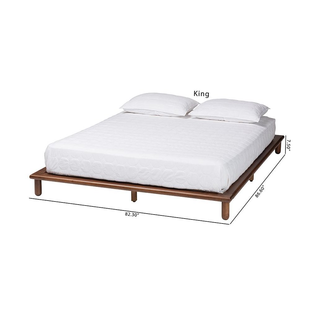 Alivia Mid-Century Modern Walnut Brown Finished Wood Queen Size Bed Frame. Picture 9