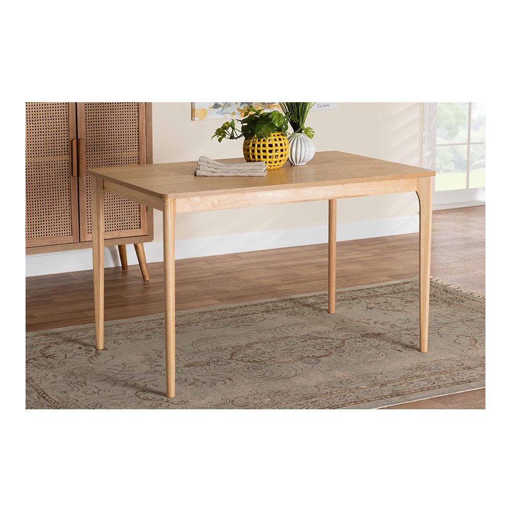Baxton Studio Sherwin Mid-Century Modern Natural Oak Finished Wood Dining Table. Picture 19