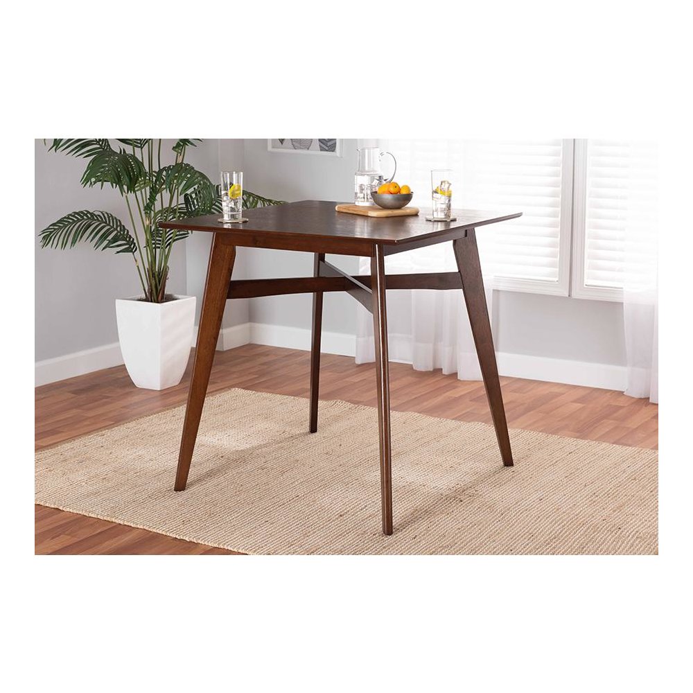 Leena Mid-Century Modern Walnut Brown Finished Wood Counter Height Pub Table. Picture 17