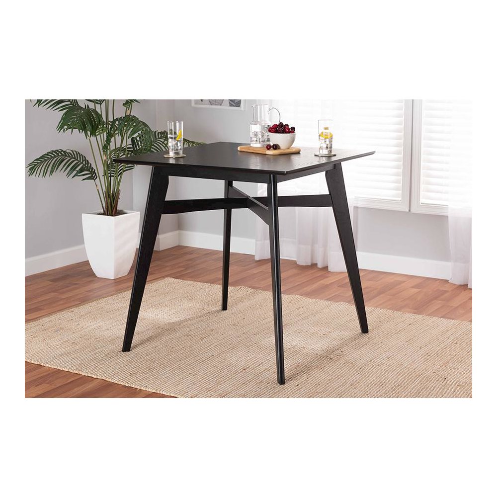 Leena Mid-Century Modern Black Finished Wood Counter Height Pub Table. Picture 17
