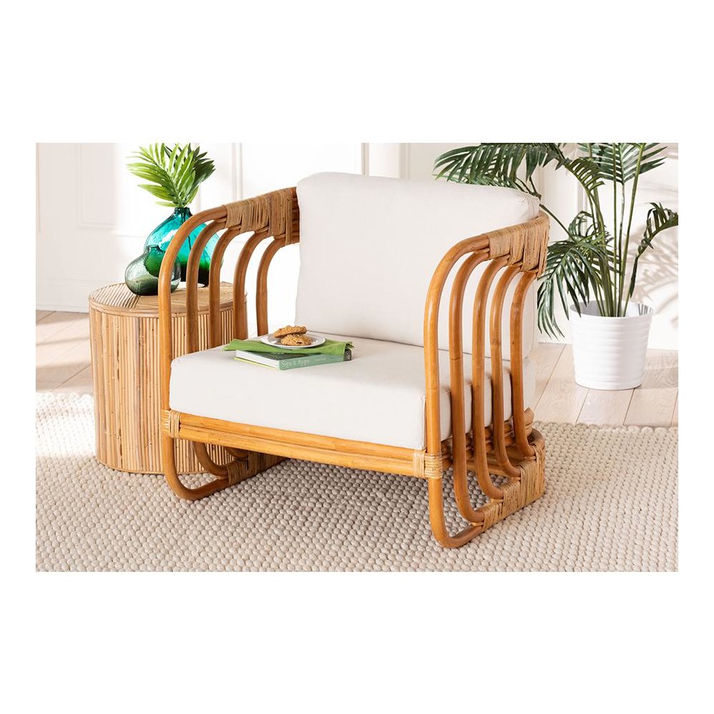 Corsa Modern Bohemian Natural Rattan Arm Chair. Picture 21