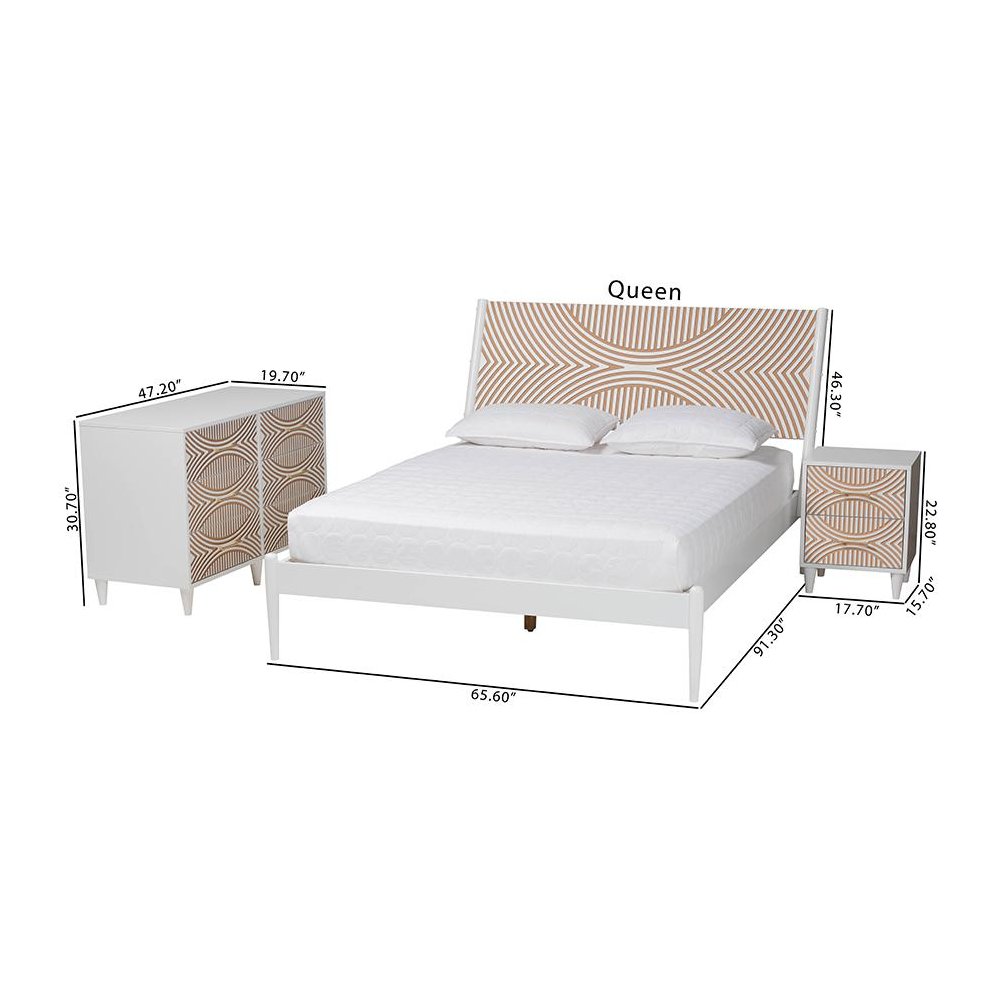 Baxton Studio Louetta Carved Contrasting 3-Piece Bedroom Set. Picture 13