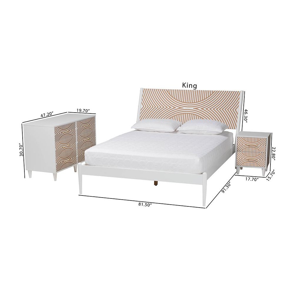 Baxton Studio Louetta Carved Contrasting 3-Piece Bedroom Set. Picture 14