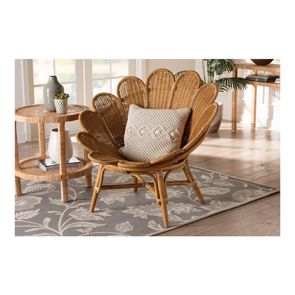 Blossom Bohemian Honey Rattan Accent Flower Chair. Picture 21