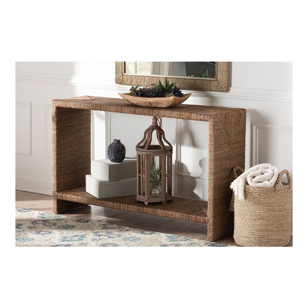 Liza Bohemian Natural Seagrass Console Table. Picture 17