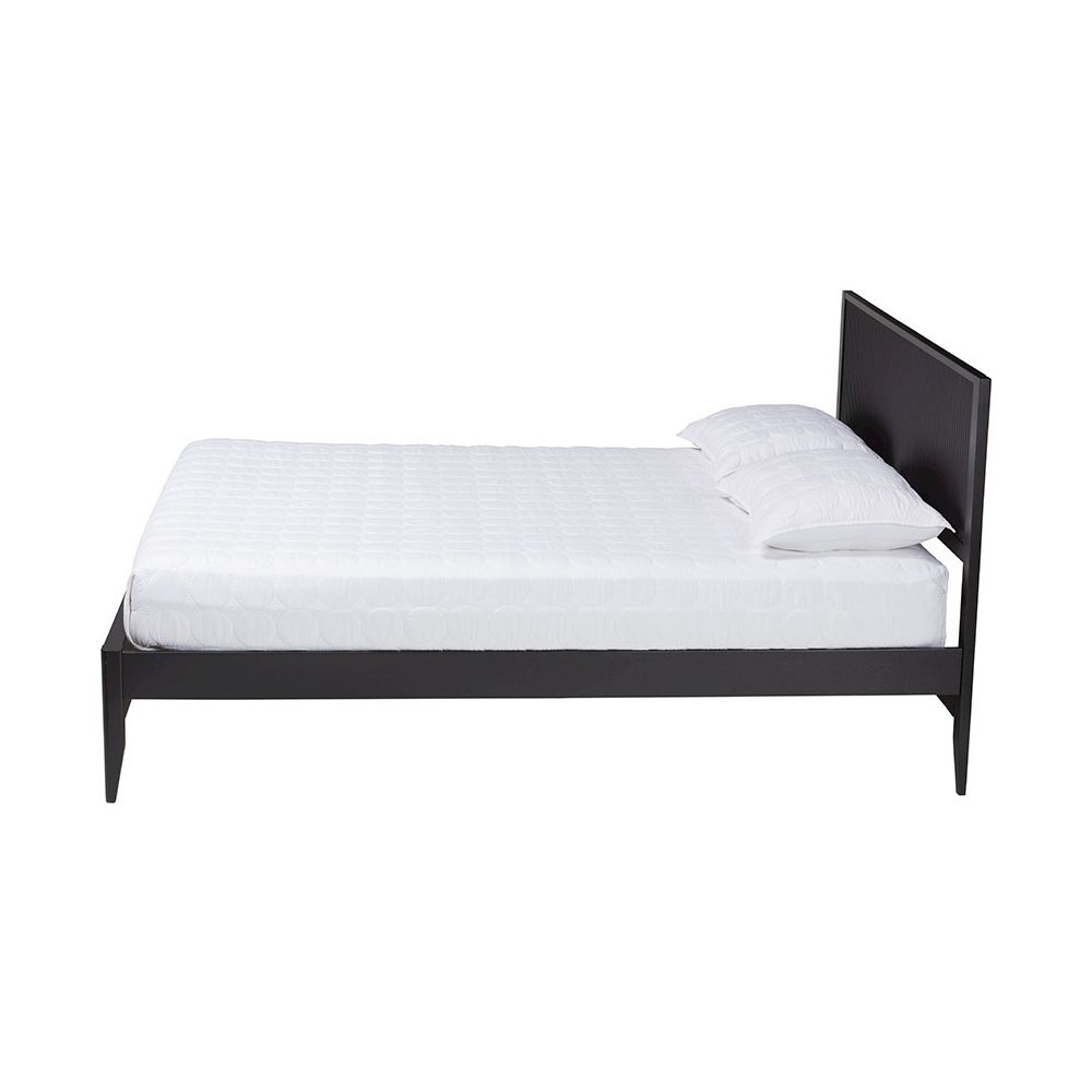 Primrose Mid-Century Black Fluted Wood King Size Platform Bed. Picture 2