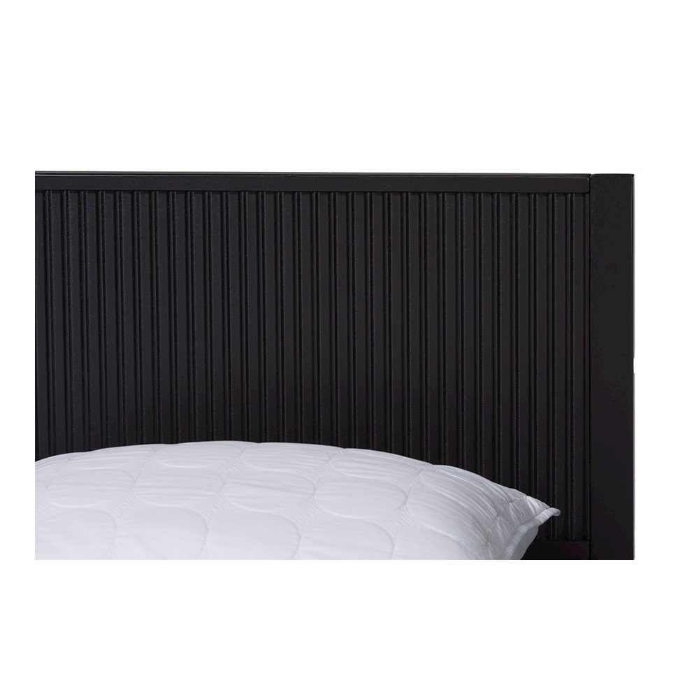 Primrose Mid-Century Black Fluted Wood King Size Platform Bed. Picture 4