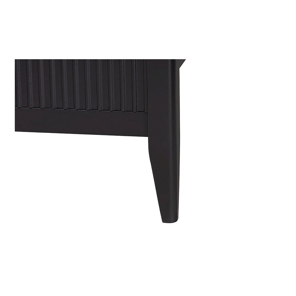 Primrose Mid-Century Black Fluted Wood King Size Platform Bed. Picture 5