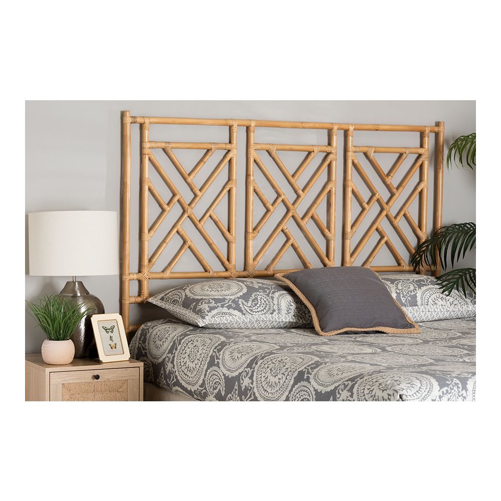 Karavo Bohemian Natural Rattan Queen Size Standalone Headboard. Picture 17