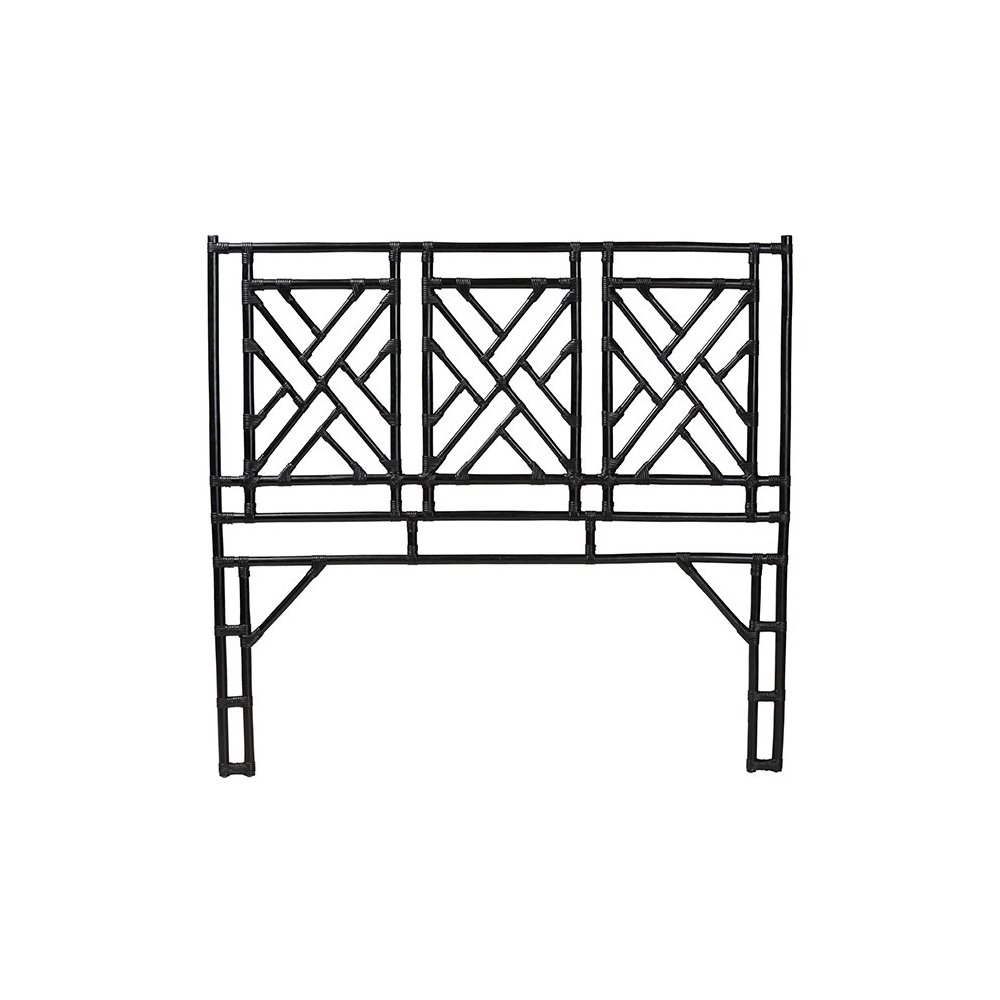 Karavo Bohemian Black Natural Rattan King Size Standalone Headboard. Picture 2