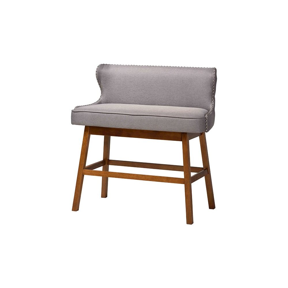 Grey Fabric Button-tufted Upholstered Bar Bench Banquette. Picture 19