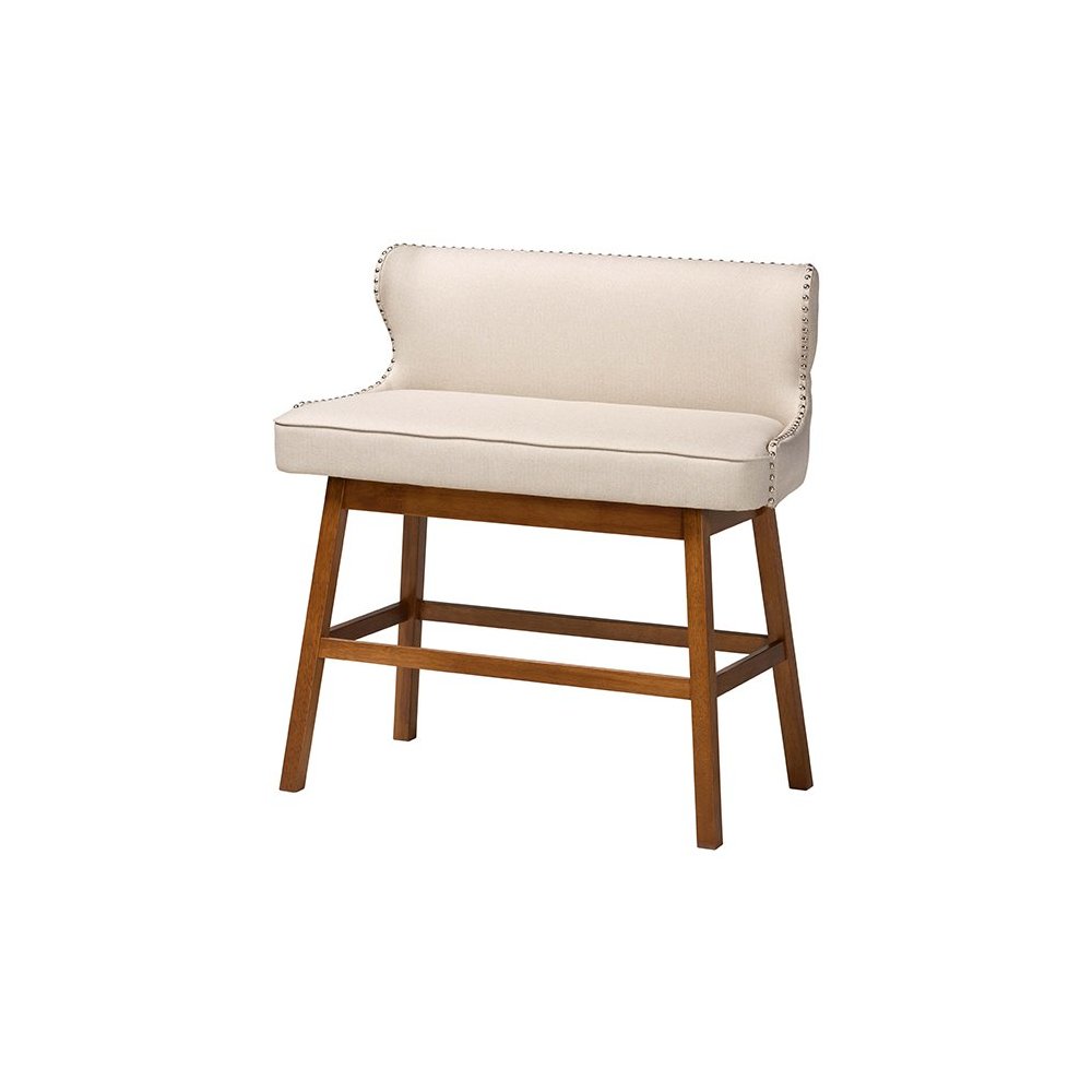 Light Beige Fabric Button-tufted Upholstered Bar Bench Banquette. Picture 19
