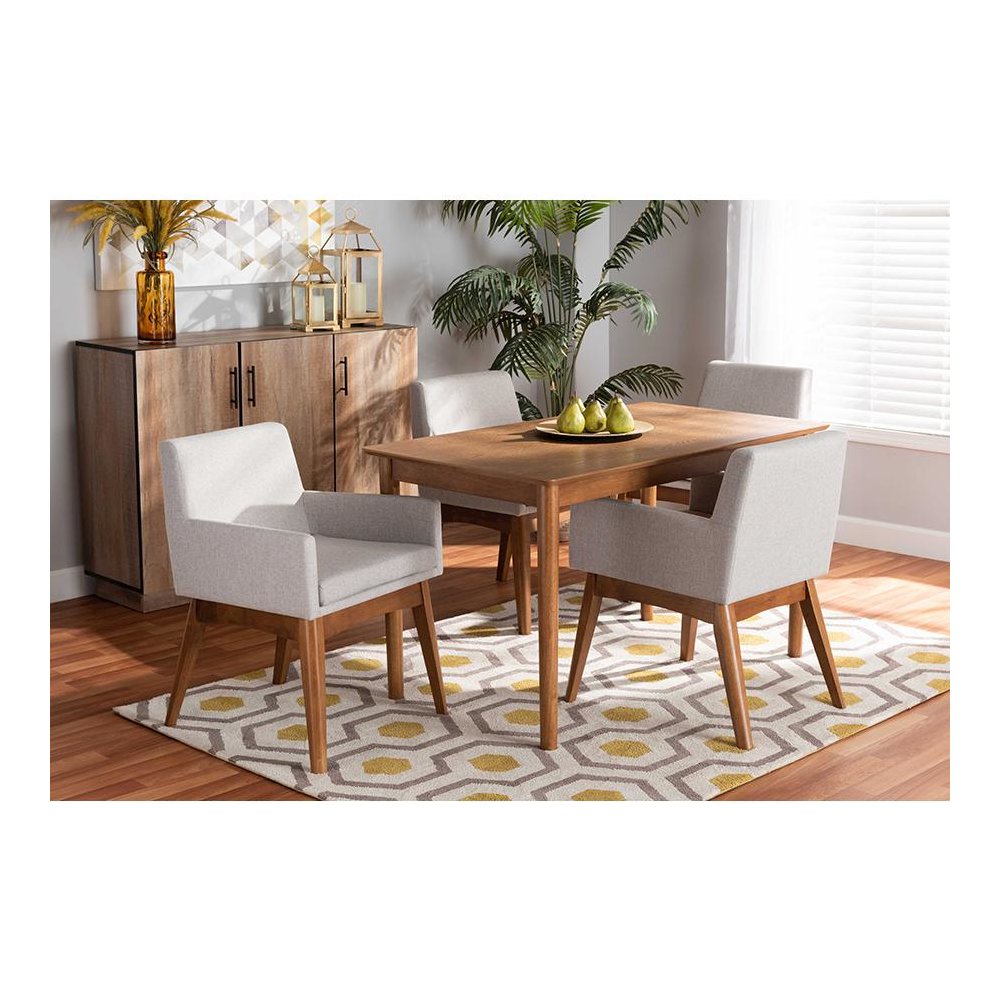Walnut Brown Finished Wood 5-Piece Dining Set. Picture 19