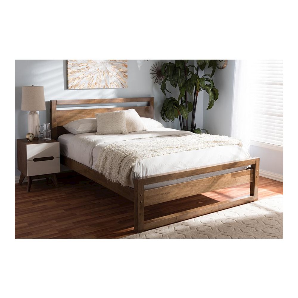 Solid Walnut Wood Open Frame Style King Size Platform Bed. Picture 17