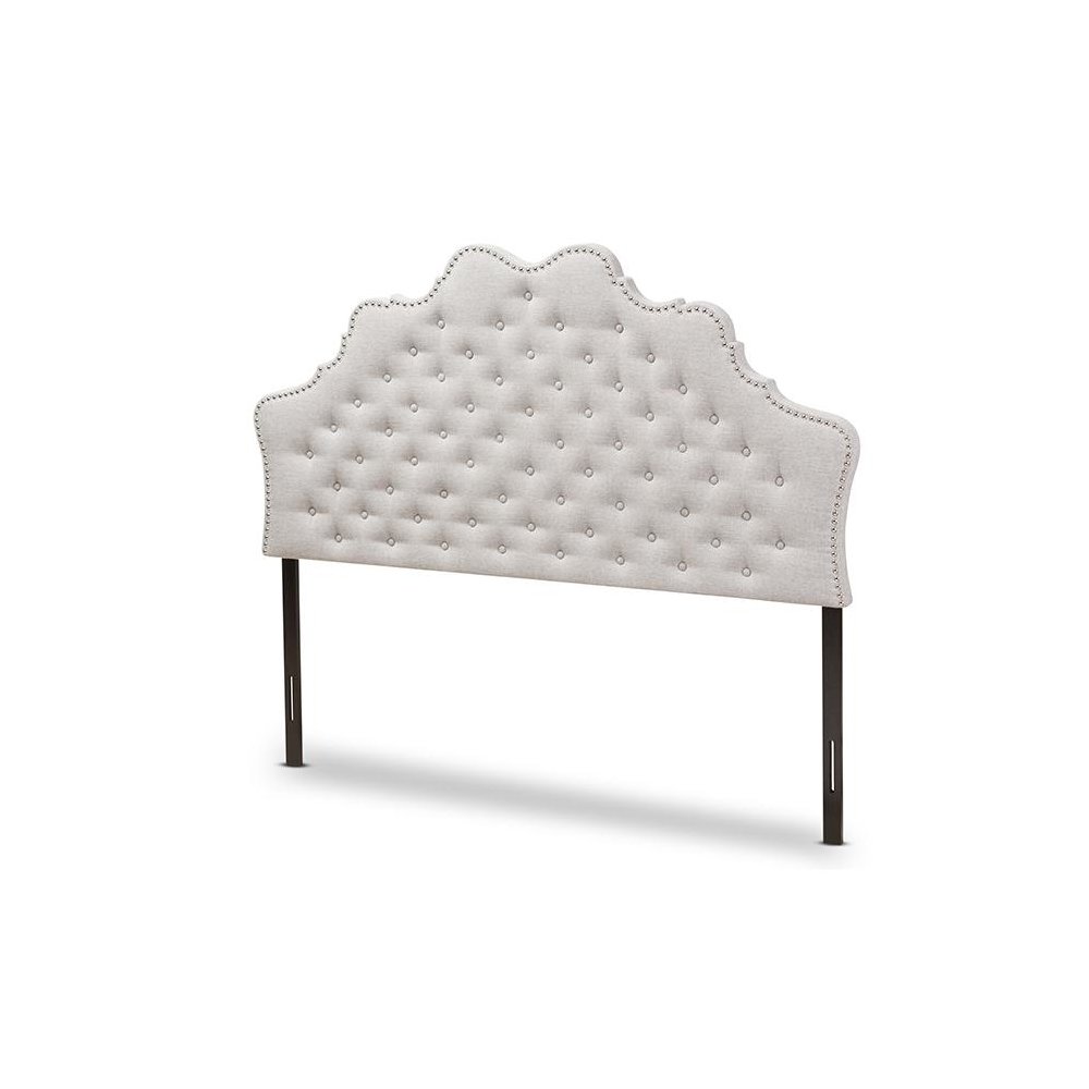 Hilda Modern and Contemporary Greyish Beige Fabric Queen Size Headboard. Picture 1