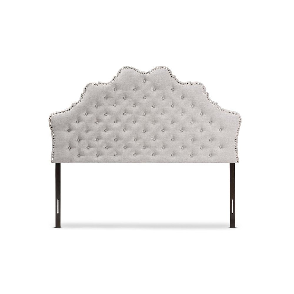 Hilda Modern and Contemporary Greyish Beige Fabric Queen Size Headboard. Picture 2