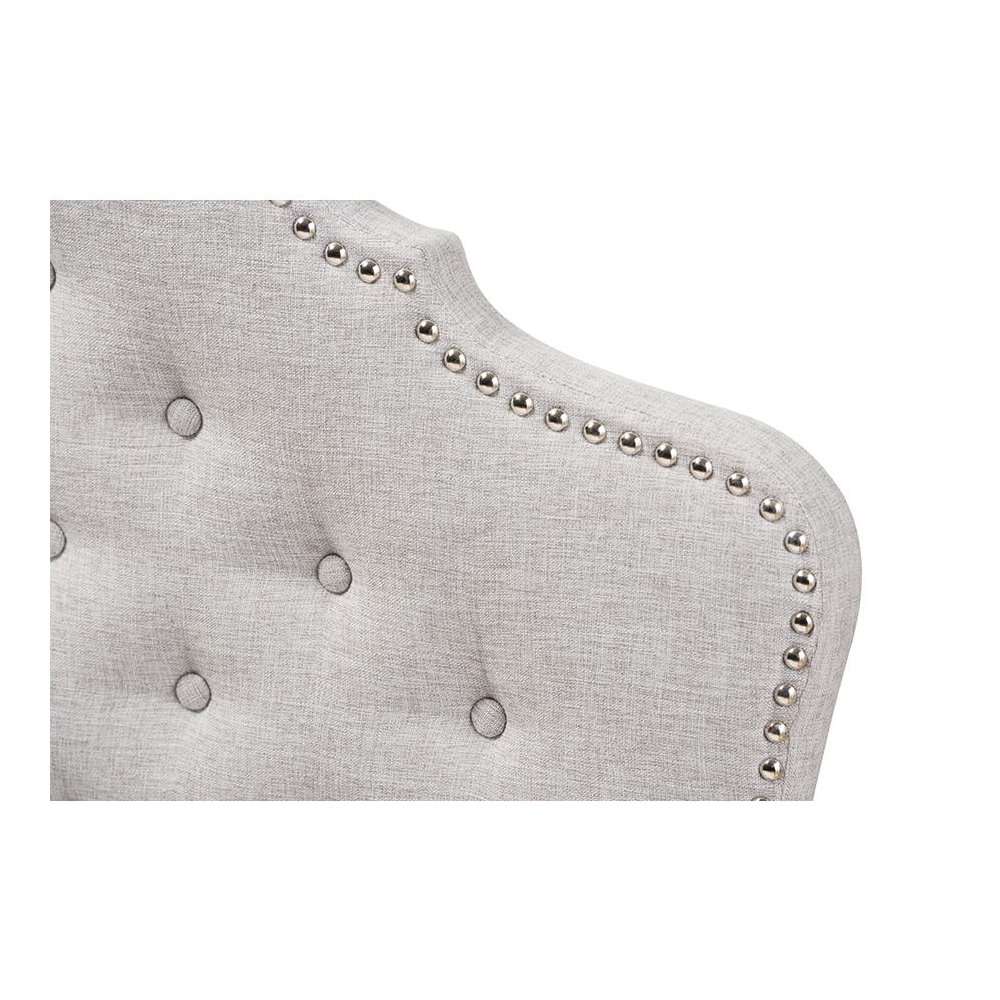 Hilda Modern and Contemporary Greyish Beige Fabric Queen Size Headboard. Picture 3