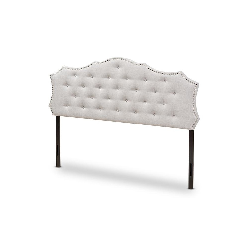 Aurora Modern and Contemporary Greyish Beige Fabric Queen Size Headboard. Picture 1