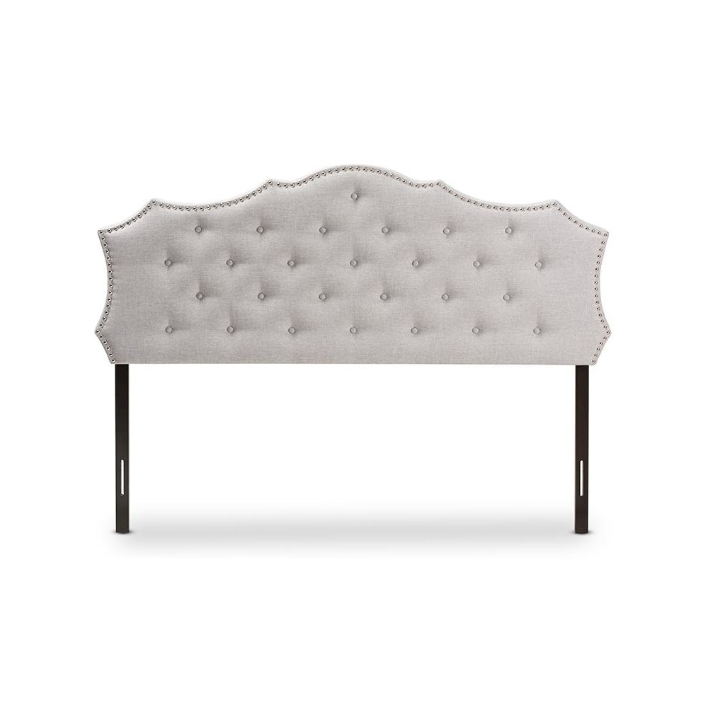 Aurora Modern and Contemporary Greyish Beige Fabric Queen Size Headboard. Picture 2