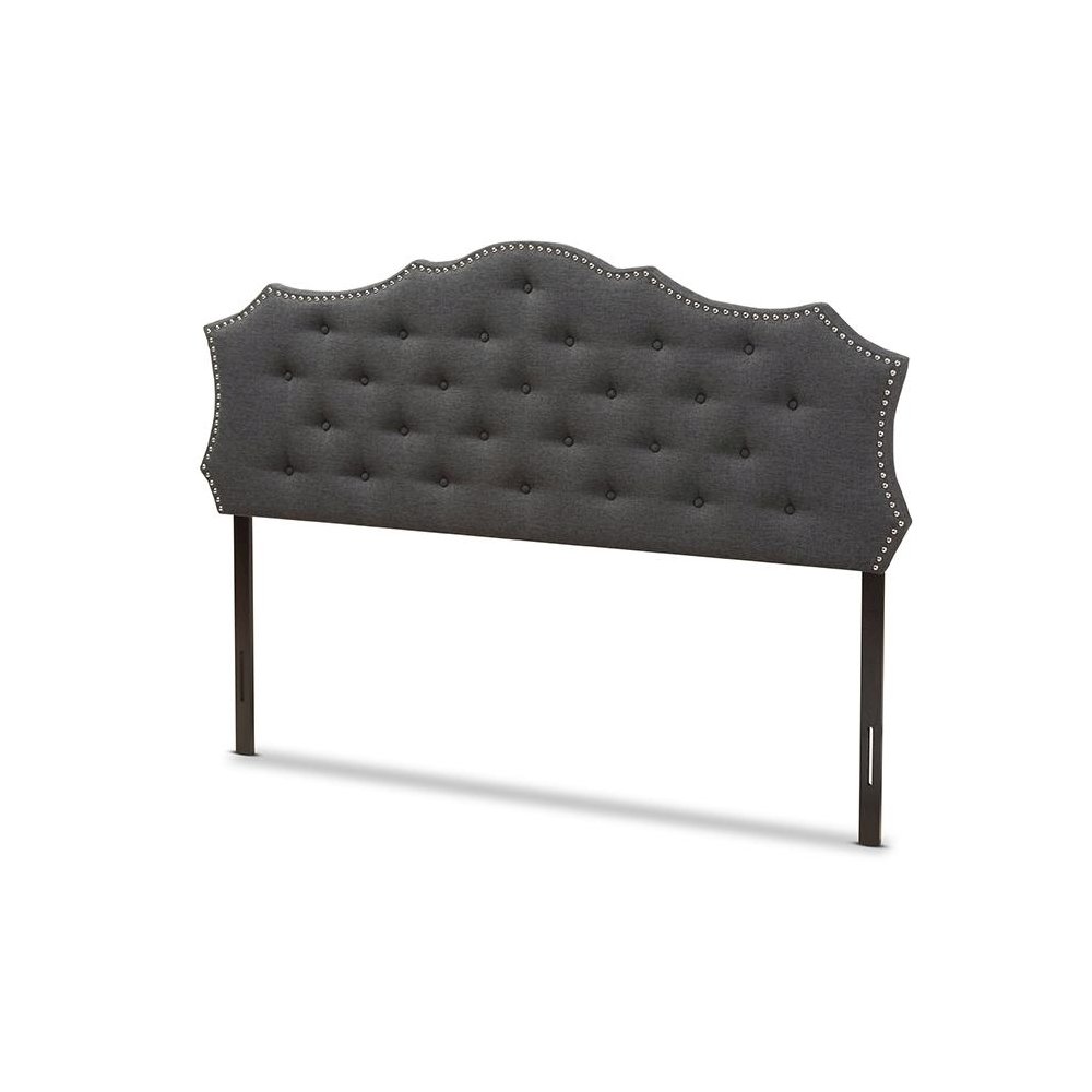 Aurora Modern and Contemporary Dark Grey Fabric King Size Headboard. Picture 1