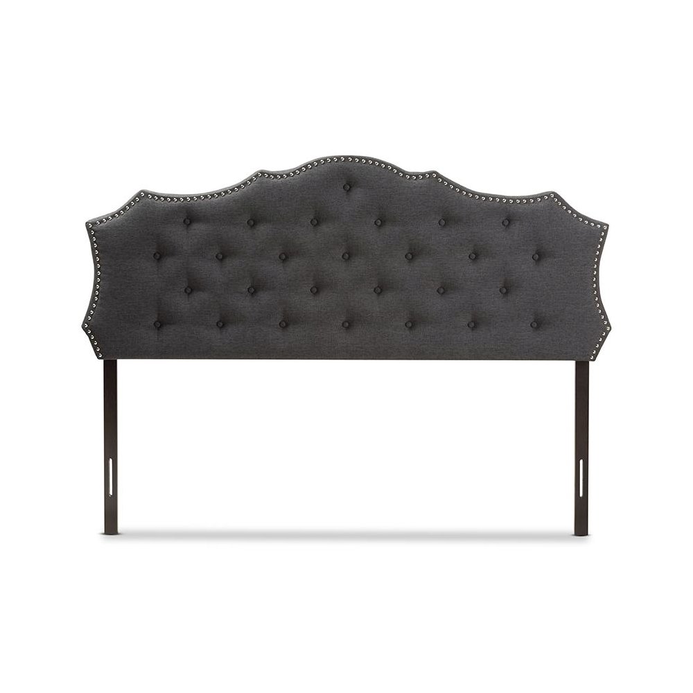 Aurora Modern and Contemporary Dark Grey Fabric King Size Headboard. Picture 2