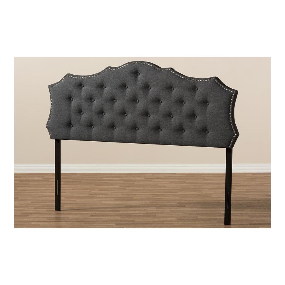 Aurora Modern and Contemporary Dark Grey Fabric King Size Headboard. Picture 5