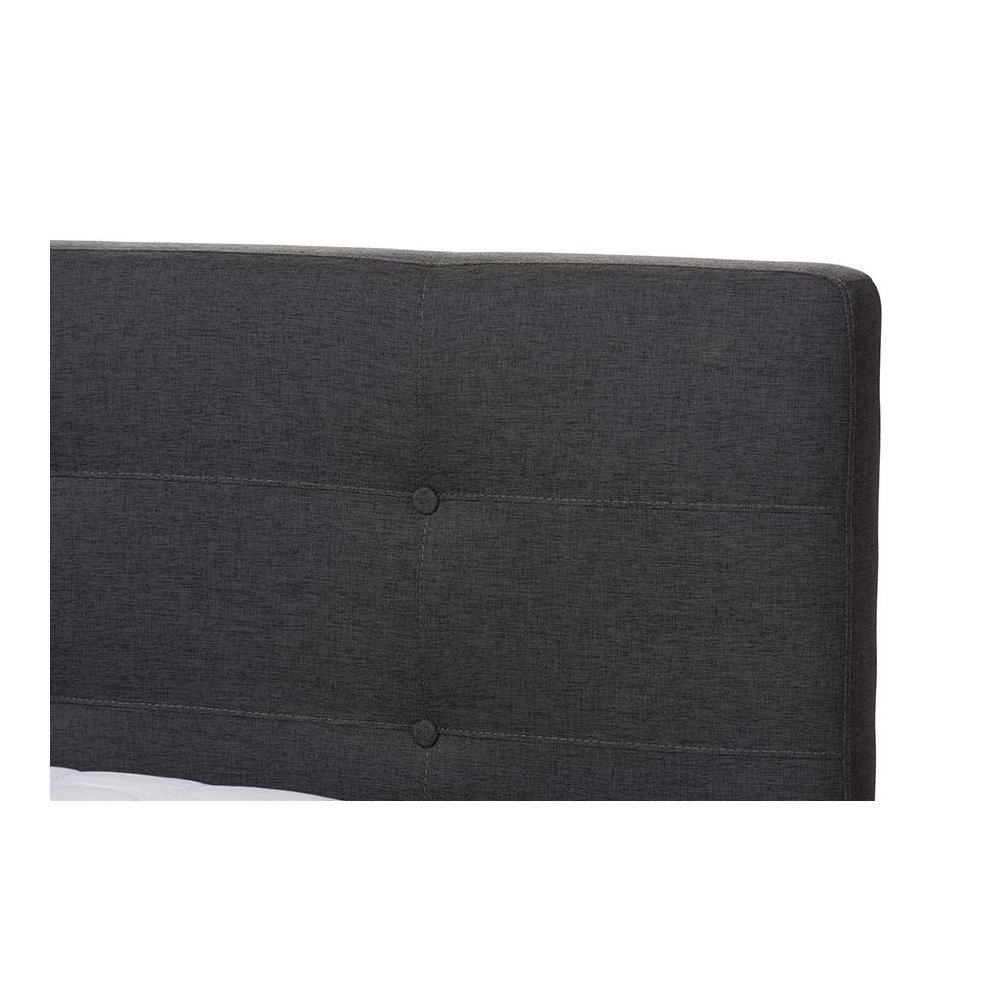 Valencia Mid-Century Modern Dark Grey Fabric Queen Size Platform Bed. Picture 4