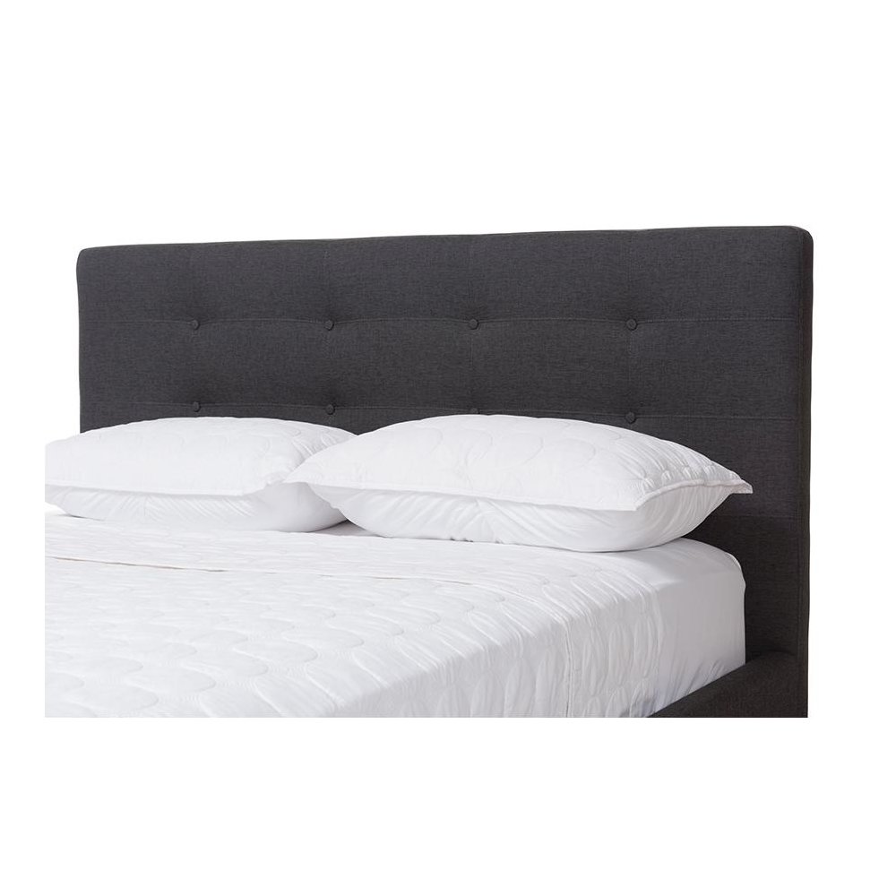 Valencia Mid-Century Modern Dark Grey Fabric Queen Size Platform Bed. Picture 5