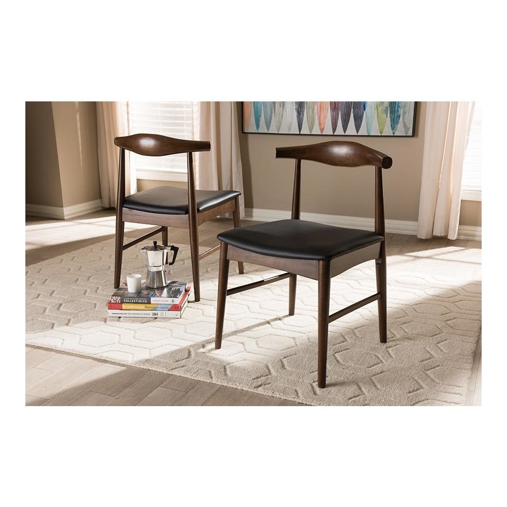 Baxton Studio Winton Mid-Century Modern Walnut Wood Dining Chair (Set of 2). Picture 17