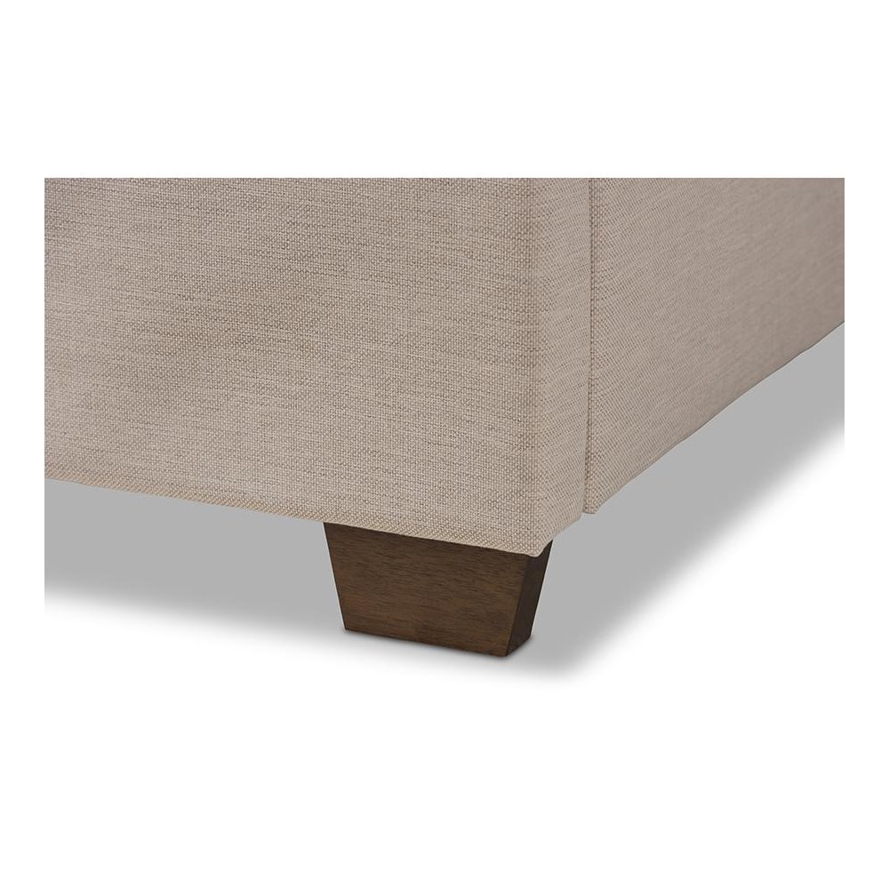 Georgette Modern and Contemporary Light Beige Fabric Upholstered King Size Bed. Picture 5