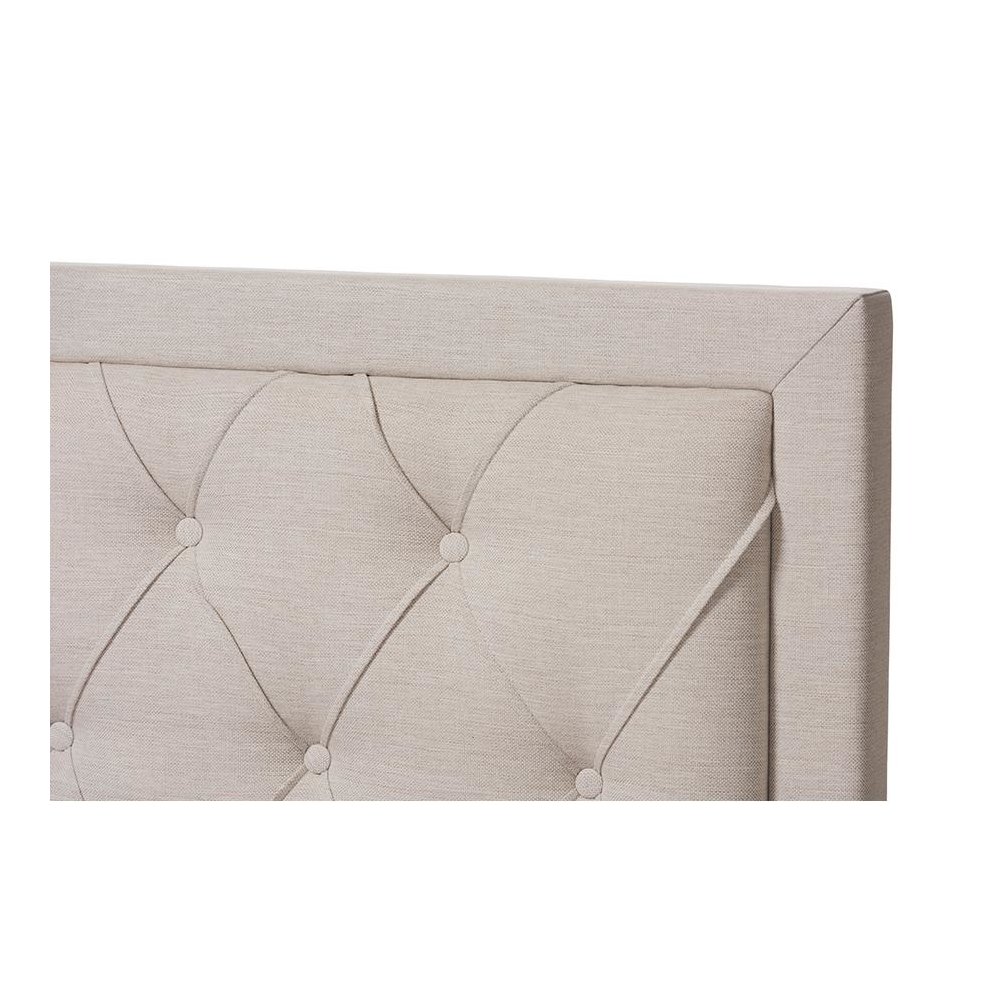 Light Beige Fabric Upholstered King Size Storage Bed. Picture 6