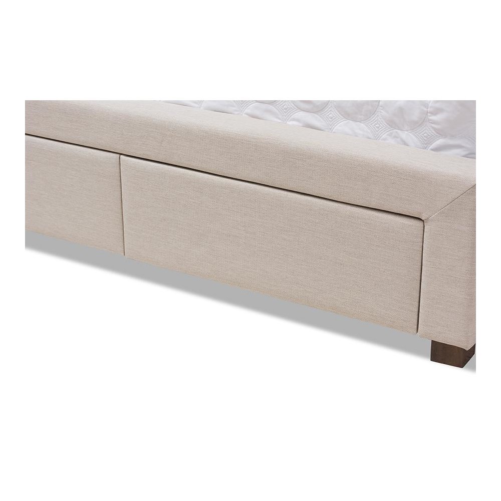 Light Beige Fabric Upholstered King Size Storage Bed. Picture 7