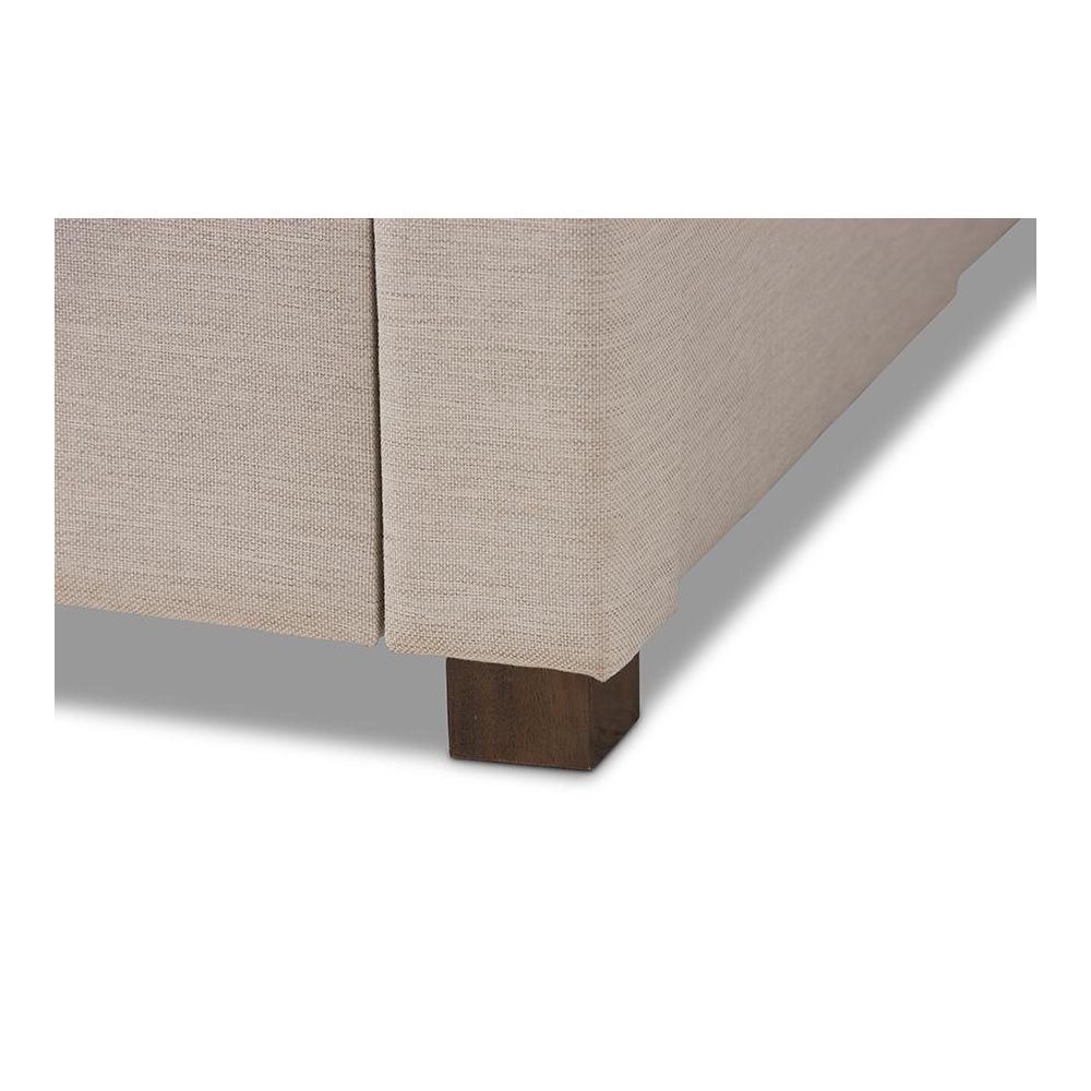 Light Beige Fabric Upholstered King Size Storage Bed. Picture 9