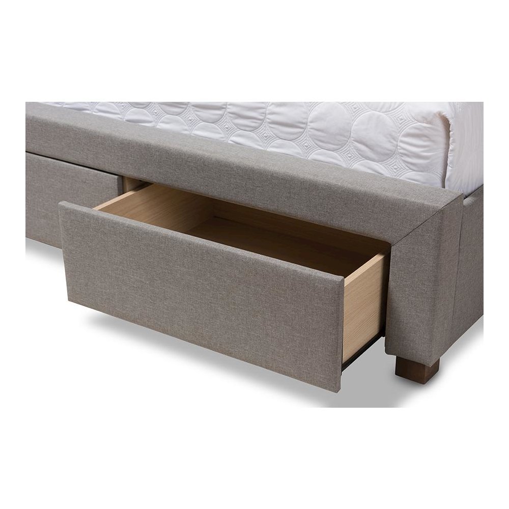 Light Grey Fabric Upholstered King Size Storage Bed. Picture 8