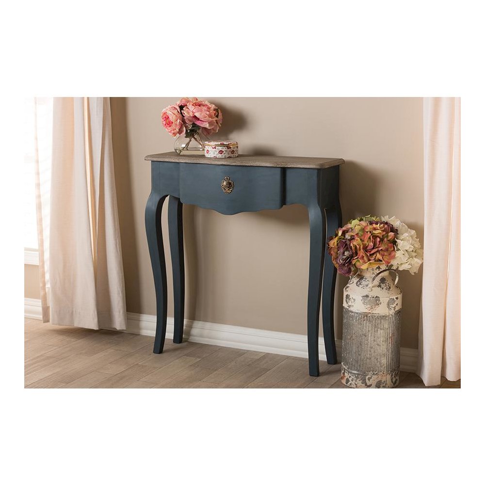 Baxton Studio Mazarine Classic and Provincial Blue Spruce Finished Console Table. Picture 23