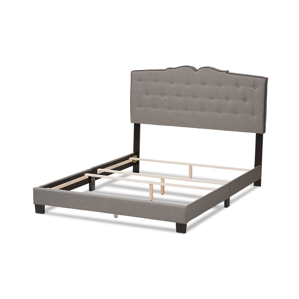 Vivienne Modern and Contemporary Light Grey Fabric Upholstered Queen Size Bed. Picture 3