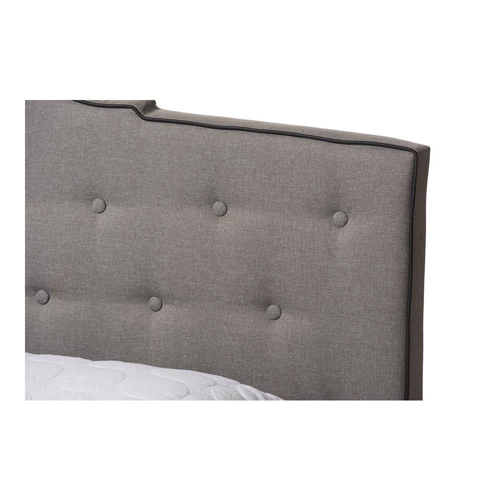 Vivienne Modern and Contemporary Light Grey Fabric Upholstered Queen Size Bed. Picture 4